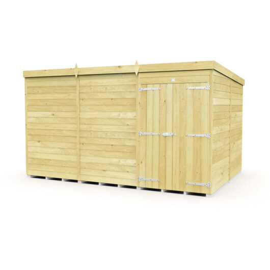 12 x 8 Feet Pent Shed - Double Door Without Windows - Wood - L231 x W358 x H201 cm