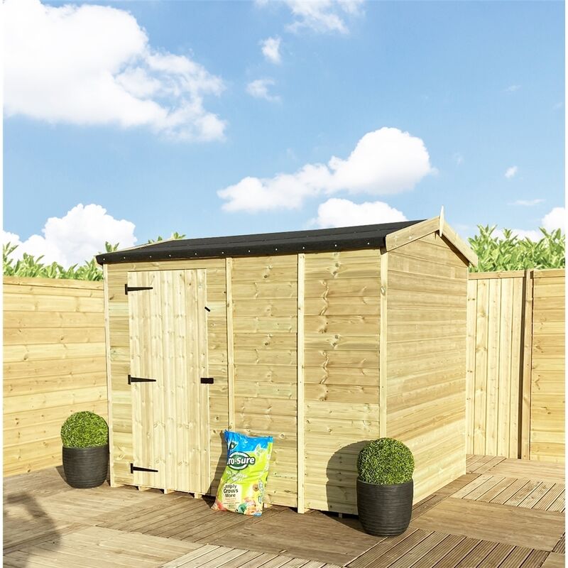 13 X 6 Reverse Pressure Treated Tongue And Groove Single Door Apex Shed (high Eaves 72)