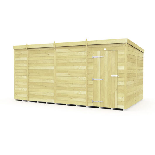 13 x 8 Feet Pent Shed - Single Door Without Windows - Wood - L231 x W387 x H201 cm