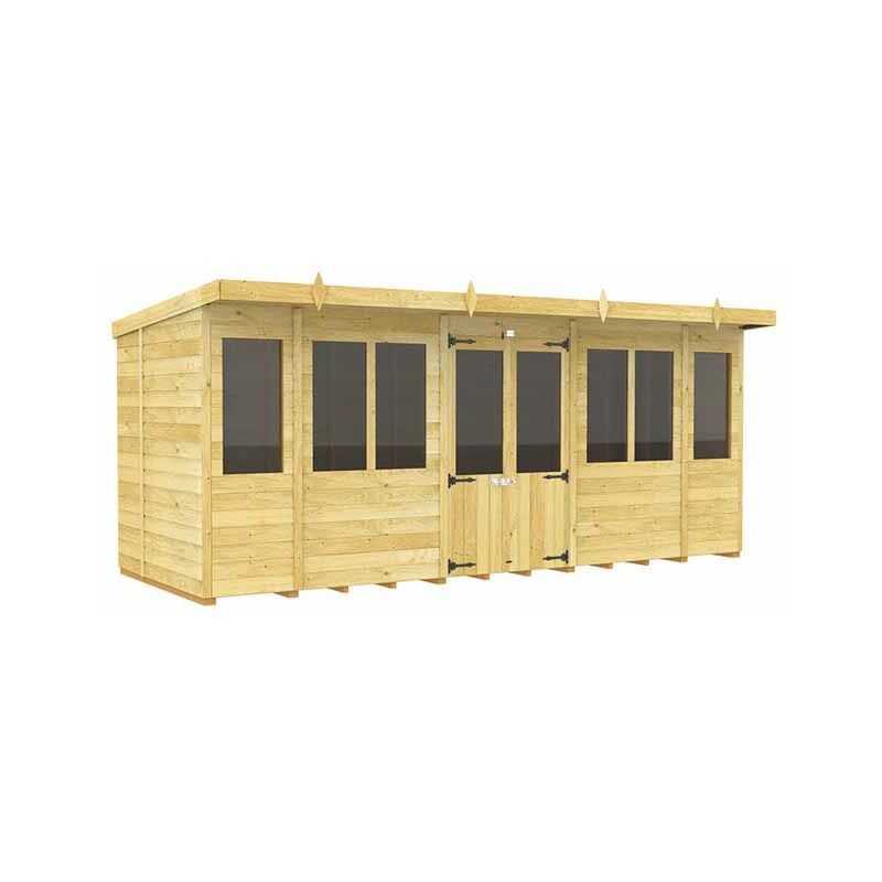 16ft x 7ft Pent Summer House - Wood - L214 x W474 x H201 cm