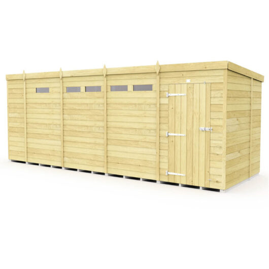 17 x 7 Feet Pent Security Shed - Single Door - Wood - L214 x W492 x H201 cm