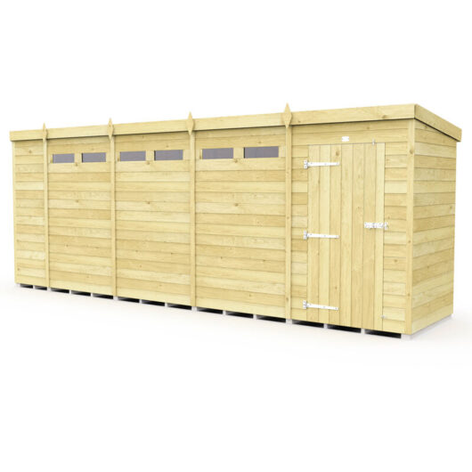 18 x 4 Feet Pent Security Shed - Single Door - Wood - L118 x W533 x H201 cm
