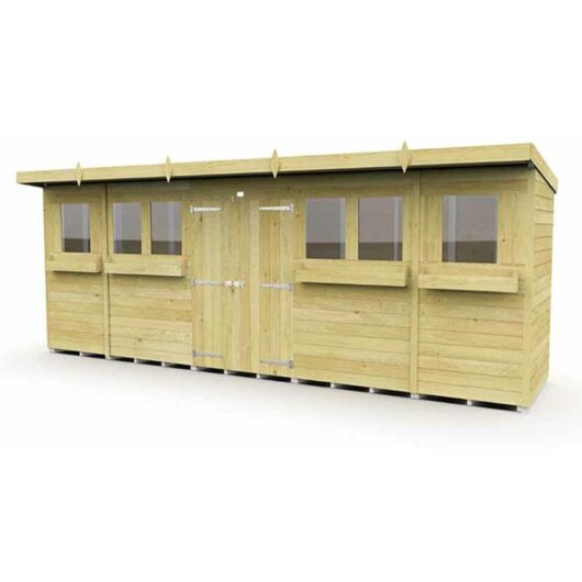18 x 4 Feet Pent Summer Shed - Wood - L118 x W533 x H201 cm