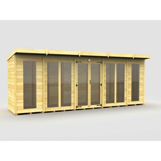 18ft x 4ft Pent Summer House (Full Height Window) - Wood - L118 x W533 x H201 cm