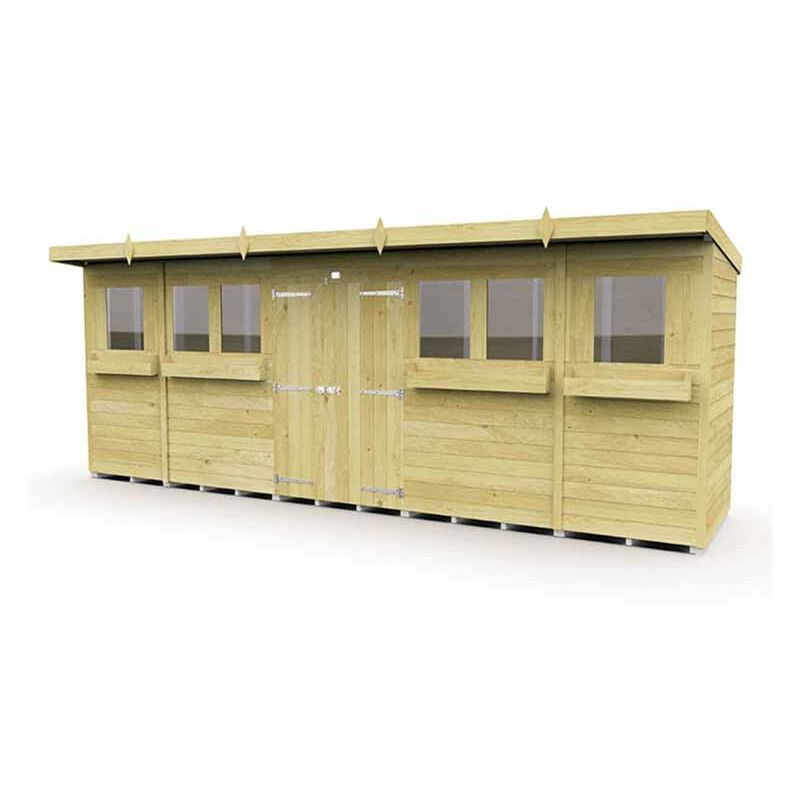 20 x 4 Feet Pent Summer Shed - Wood - L118 x W589 x H201 cm