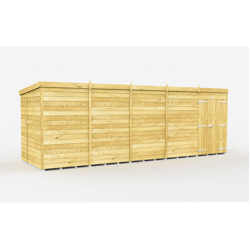 20 x 7 Feet Pent Shed - Double Door Without Windows - Wood - L214 x W589 x H201 cm