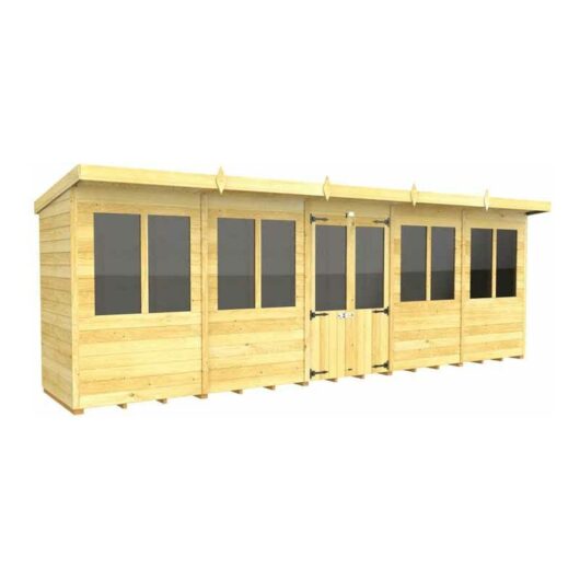 20ft x 4ft Pent Summer House - Wood - L118 x W589 x H201 cm