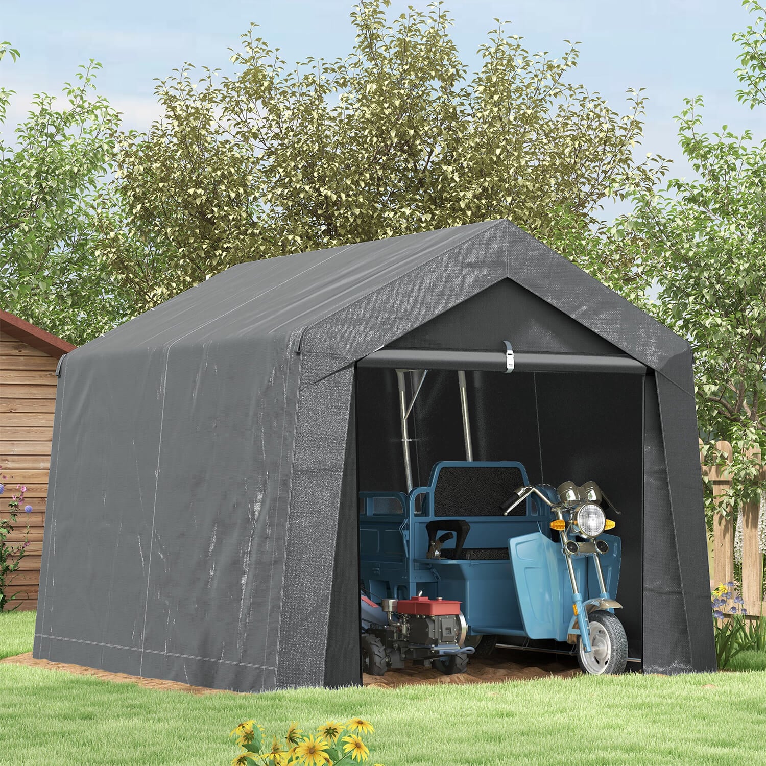 3 X 3(M) Portable Shed Waterproof And Heavy Duty Dark Grey