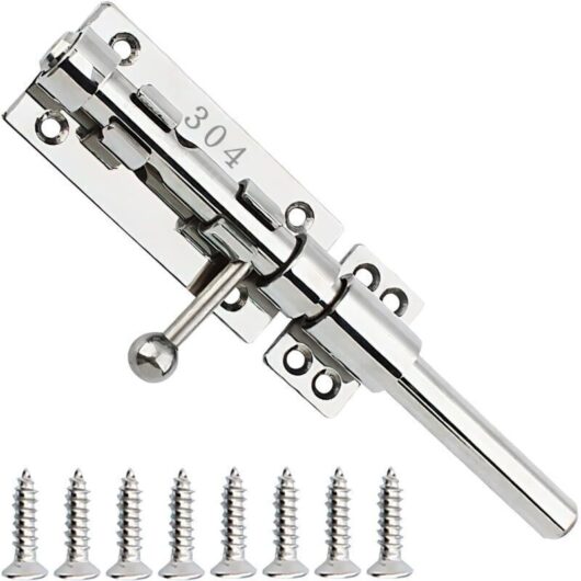 304 Stainless Steel Bolt, 200mm Door Latch, Thickened Door Bolt, Sliding Bolt Door Latch with 6 Screws for Garden Gate, Shed