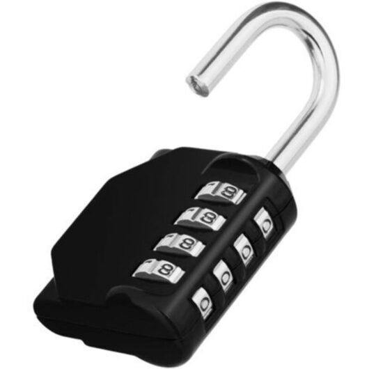 4-Digit Combination Lock, Code Lock for Gym Locker, College, School, Outdoor Code Lock for Gates, Garden Shed, Black