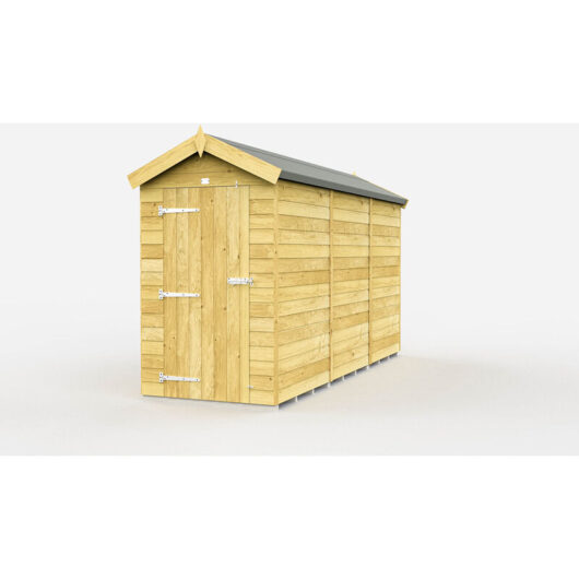 4 x 12 Feet Apex Shed - Single Door Without Windows - Wood - L358 x W118 x H217 cm