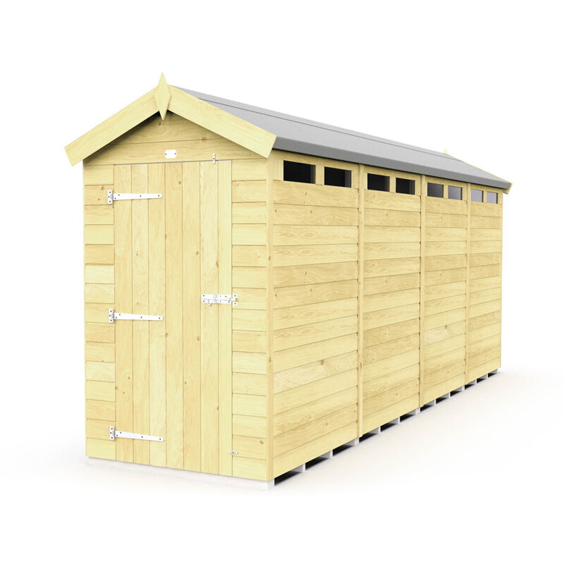4 x 16 Feet Apex Security Shed - Single Door - Wood - L472 x W118 x H217 cm
