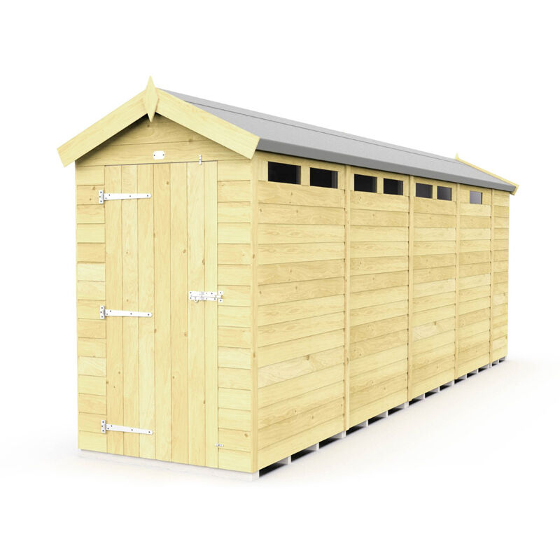 4 x 17 Feet Apex Security Shed - Single Door - Wood - L503 x W118 x H217 cm