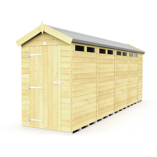 4 x 18 Feet Apex Security Shed - Single Door - Wood - L533 x W118 x H217 cm
