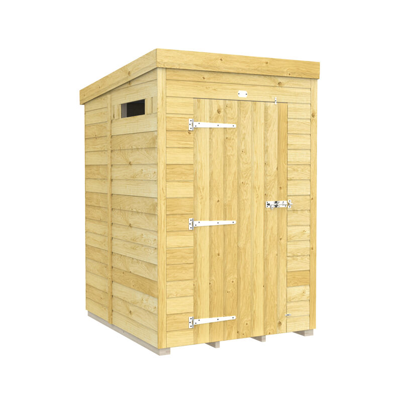 4 x 5 Feet Pent Security Shed - Single Door - Wood - L147 x W127 x H201 cm
