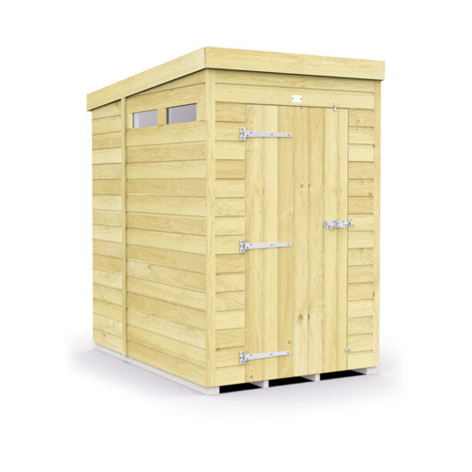 4 x 7 Feet Pent Security Shed - Single Door - Wood - L214 x W127 x H201 cm