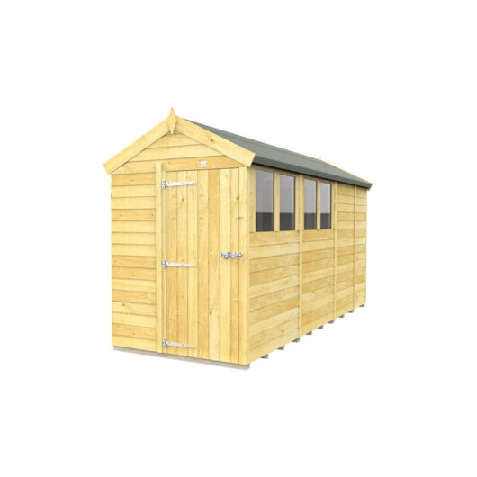 5 x 13 Feet Apex Shed - Single Door With Windows - Wood - L387 x W147 x H217 cm