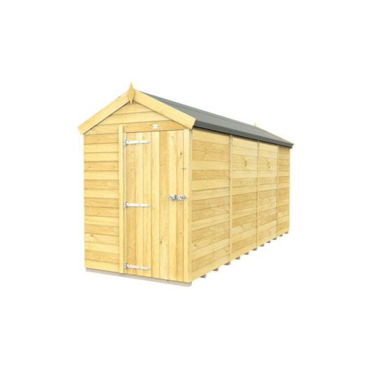 5 x 15 Feet Apex Shed - Single Door Without Windows - Wood - L454 x W147 x H217 cm