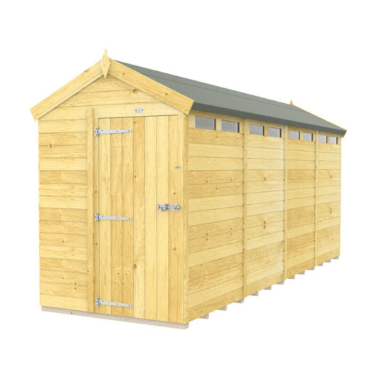 5 x 16 Feet Apex Security Shed - Single Door - Wood - L472 x W147 x H217 cm