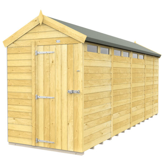5 x 17 Feet Apex Security Shed - Single Door - Wood - L503 x W147 x H217 cm
