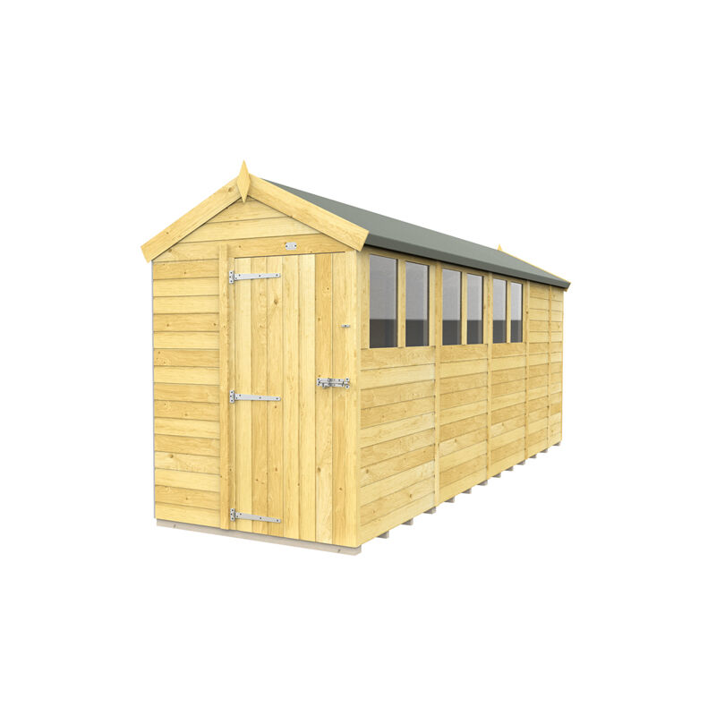 5 x 17 Feet Apex Shed - Single Door With Windows - Wood - L503 x W147 x H217 cm