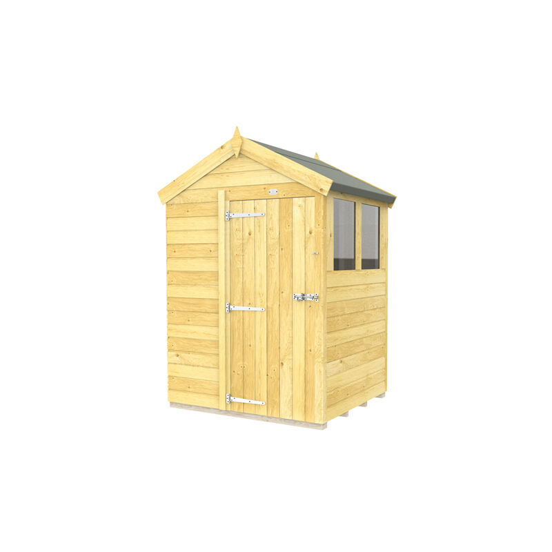 5 x 4 Feet Apex Shed - Single Door With Windows - Wood - L127 x W147 x H217 cm