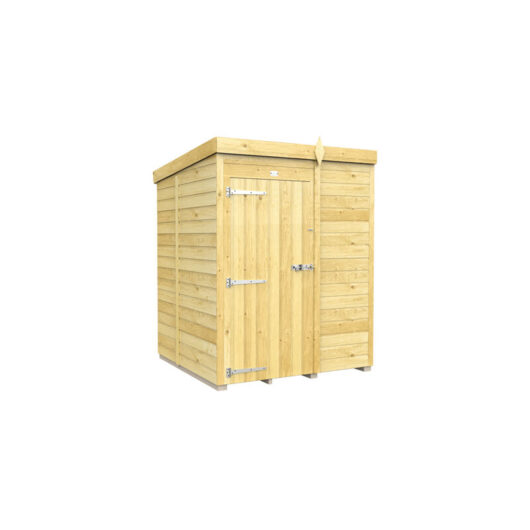 5 x 5 Feet Pent Shed - Single Door Without Windows - Wood - L147 x W158 x H201 cm