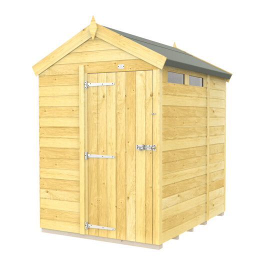5 x 6 Feet Apex Security Shed - Single Door - Wood - L187 x W147 x H217 cm