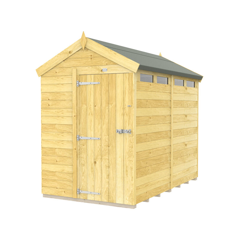 5 x 8 Feet Apex Security Shed - Single Door - Wood - L243 x W147 x H217 cm