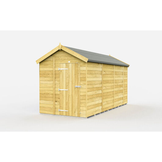 6 x 14 Feet Apex Shed - Single Door Without Windows - Wood - L417 x W175 x H217 cm