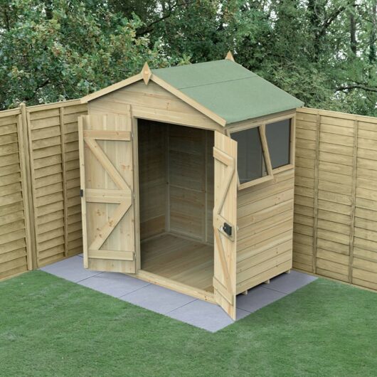6' x 4' Forest Timberdale 25yr Guarantee Tongue & Groove Pressure Treated Double Door Apex Shed (2.03m x 1.28m)