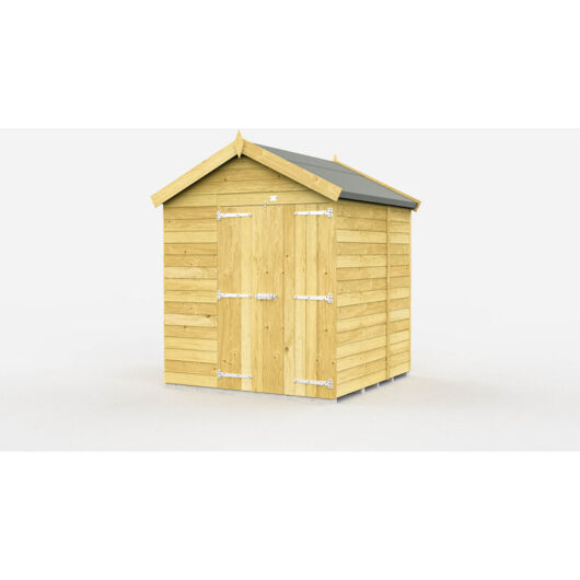 6 x 6 Feet Apex Shed - Double Door Without Windows - Wood - L187 x W175 x H217 cm