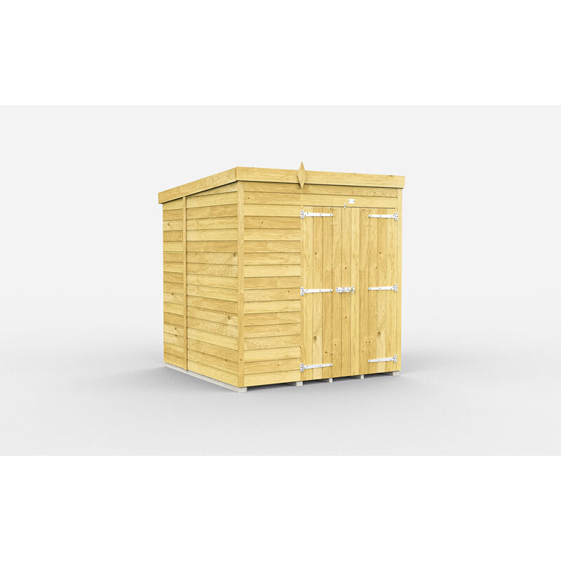 6 x 6 Feet Pent Shed - Double Door Without Windows - Wood - L178 x W185 x H201 cm