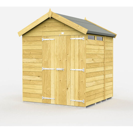 6 x 7 Feet Apex Security Shed - Double Door - Wood - L214 x W175 x H217 cm