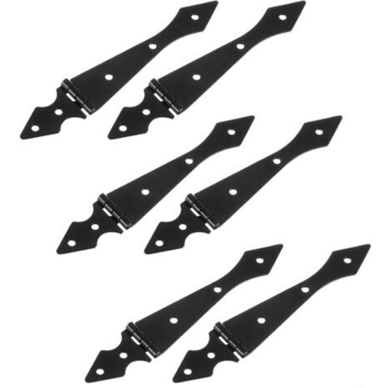 6Pcs Strap Hinges, 5.7 Inch Shed Door Hinges Heavy Duty Gate Hinges T Hinges With Screws For Wooden Fences Garden Doors Barn Gate, Black
