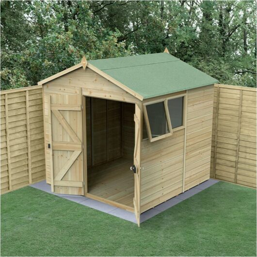 7' x 7' Forest Timberdale 25yr Guarantee Tongue & Groove Pressure Treated Double Door Apex Shed (2.33m x 2.17m)