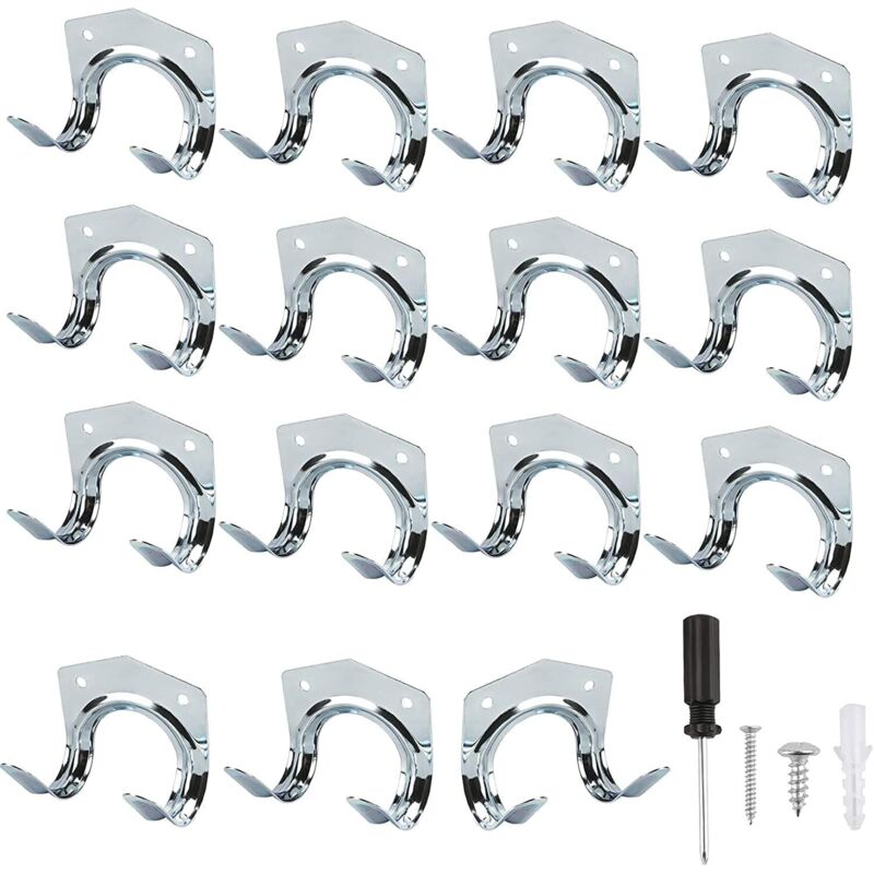 CCYKXA Set of 15 heavy-duty multi-tool hooks for home and garage storage - Non-slip wall-mounted double hooks for warehouse, garage, garden shed,