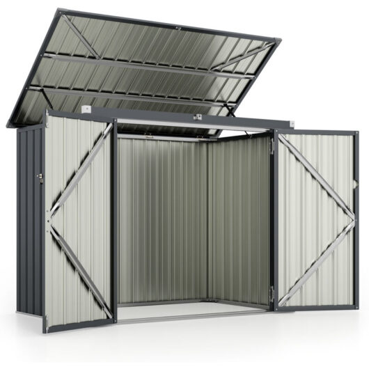 COSTWAY 172 x 95 x 130 cm Outdoor Trash Can Storage Shed (Excluding foundation)