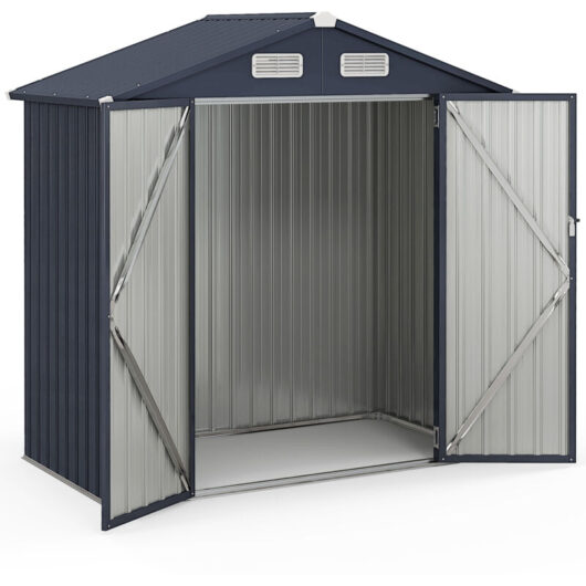 COSTWAY 193x108cm Storage Shed Galvanized Metal Tool House (Without foundation)