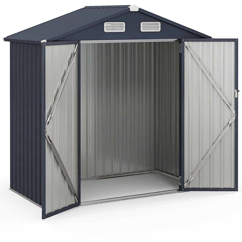 COSTWAY 193x108cm Storage Shed Galvanized Metal Tool House (Without foundation)