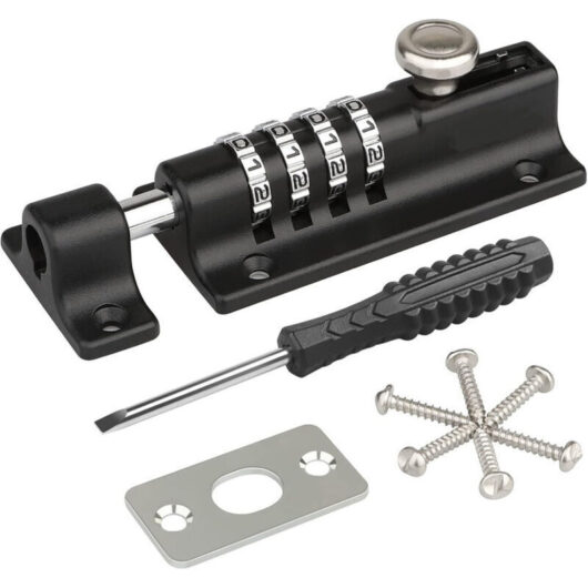 Combination Lock Latch, [With Screwdriver] Code Door Lock, Waterproof 4-Digit Combination Lock with Security Fixing Screws for Cabinet, Garage, Sheds