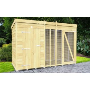 DIY Sheds Timber Dog Kennel And Run (Full Height) 10 x 4ft