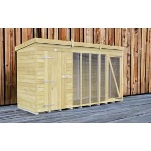 DIY Sheds Timber Dog Kennel And Run (Full Height) 12 x 4ft