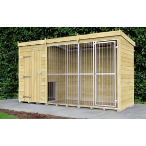 DIY Sheds Timber Dog Kennel And Run (Full Height With Bars) 12 x 4ft