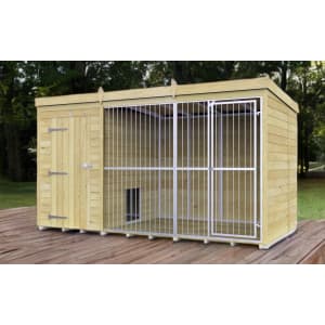 DIY Sheds Timber Dog Kennel And Run (Full Height With Bars) 12 x 6ft