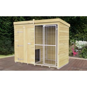 DIY Sheds Timber Dog Kennel And Run (Full Height With Bars) 8 x 4 ft
