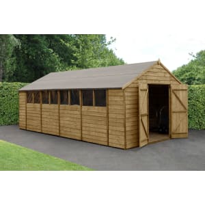 Forest Garden 4LIFE Apex Overlap Pressure Treated Double Door Shed with Base - 10 x 20ft