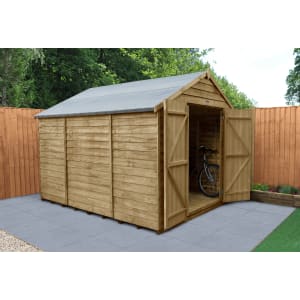 Forest Garden 4LIFE Apex Overlap Pressure Treated Double Door Windowless Shed with Base & Assembly - 8 x 10ft