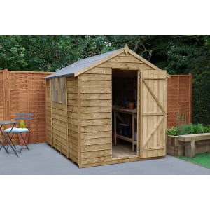 Forest Garden 4LIFE Apex Overlap Pressure Treated Shed with Assembly - 6 x 8ft