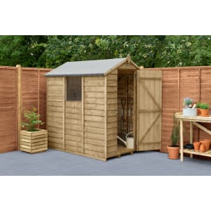 Forest Garden 4LIFE Apex Overlap Pressure Treated Shed with Base 1 Window - 4 x 6ft